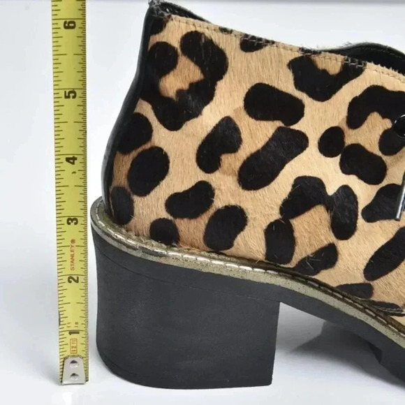 TopShop Chunky Heel Boots NWOT  Calf Hair Leopard Brown Black Booties Size 37 - Picture 11 of 12